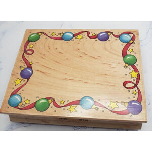 All Night Media Christmas Holiday Ornament Frame Wood Mounted Rubber Stamp 978K